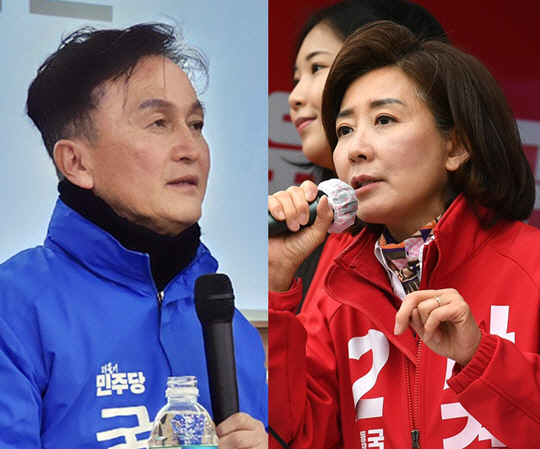 왼쪽부터 제22대 총선 서울 동작구을에 출마한 류삼영 더불어민주당 후보, 나경원 국민의힘 후보.<류삼영·나경원 제22대 국회의원선거 후보 페이스북 사진 갈무리>